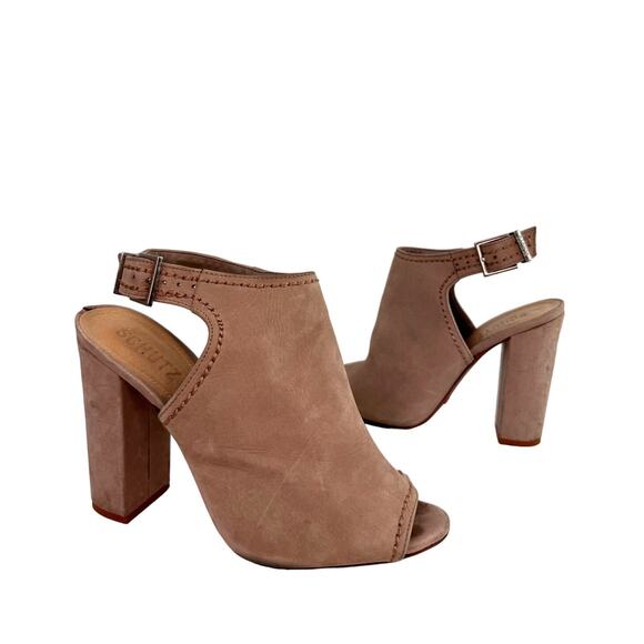 Schutz Cutout Women's Shoes 8.5  Beige Nude Leather Open Toe Heeled Sandal - Picture 1 of 8